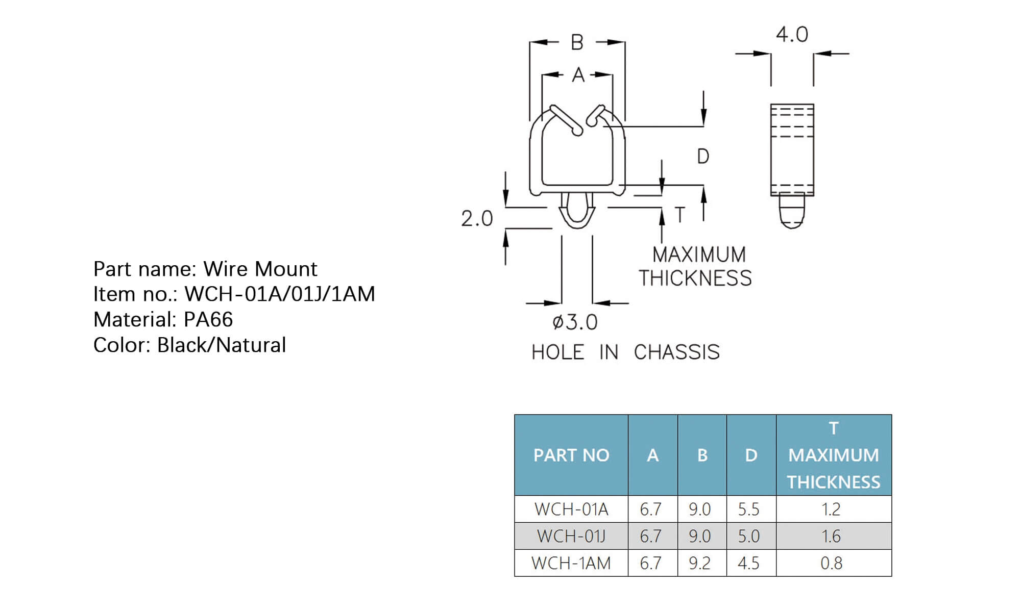 Plastic Wire Mount WCH-01A